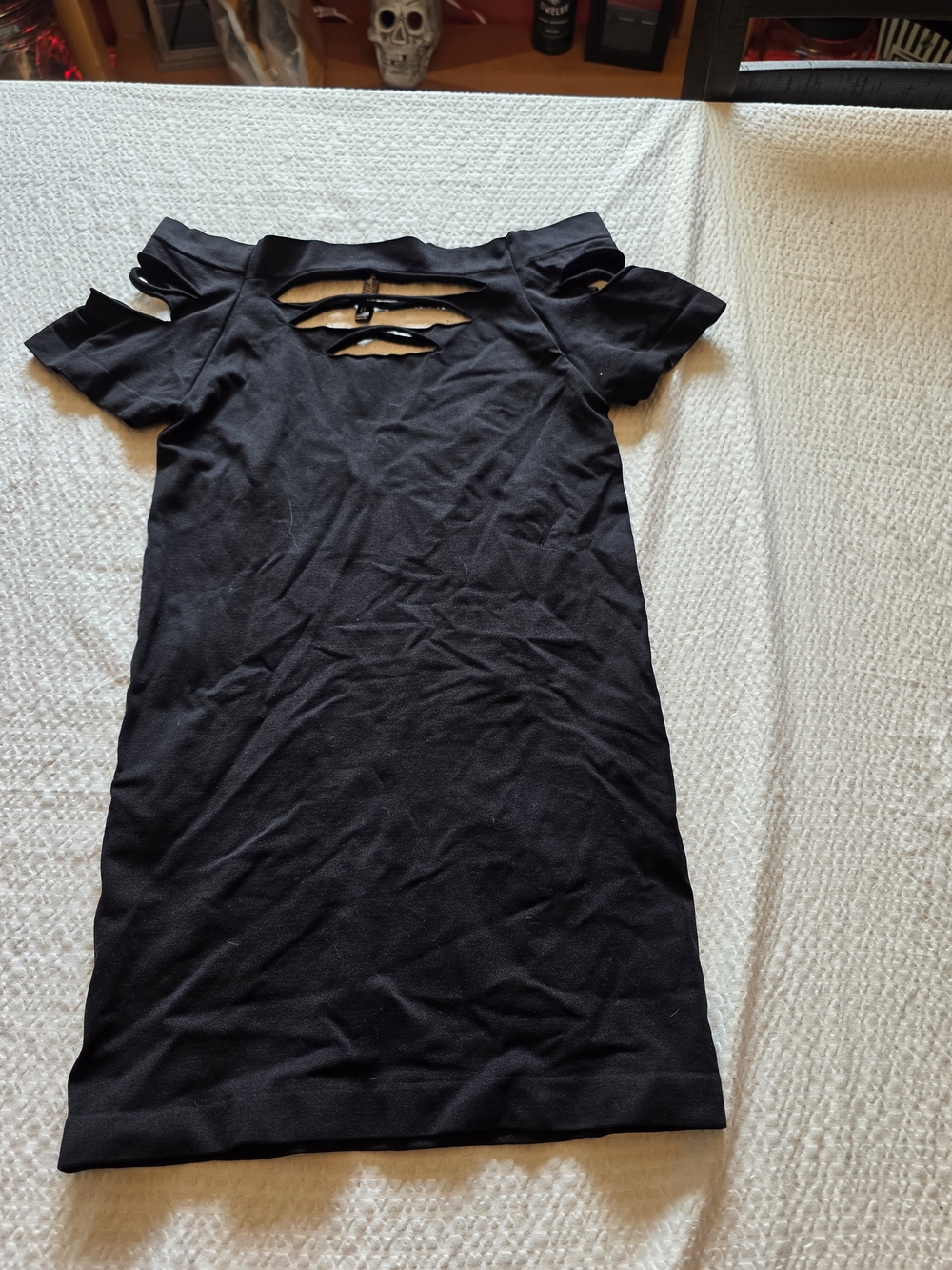 Black Off-Shoulder Cutout Bodycon Mini Dress One Size